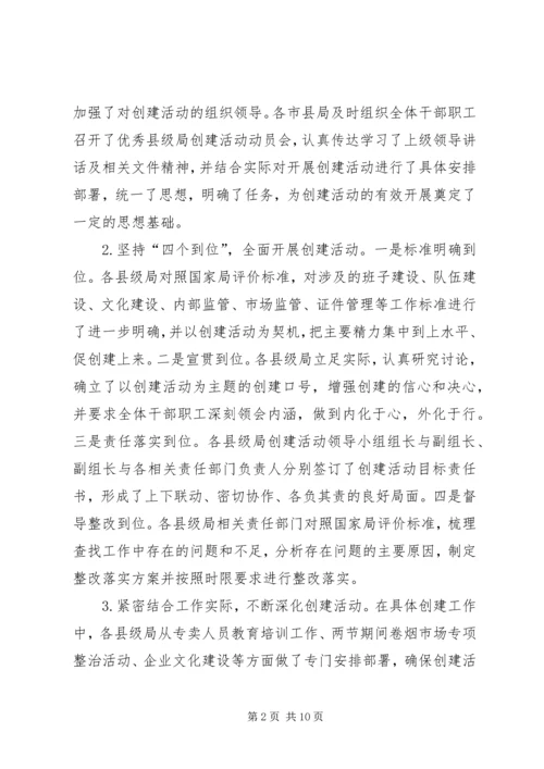 各县市创建优秀县级烟草专卖局活动调研报告.docx