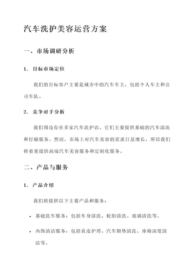 汽车洗护美容运营方案