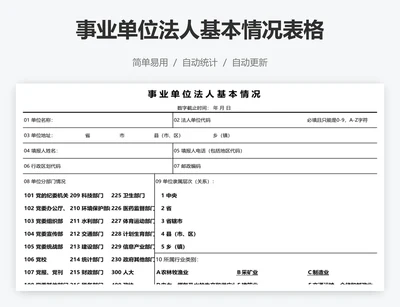 事业单位法人基本情况表格