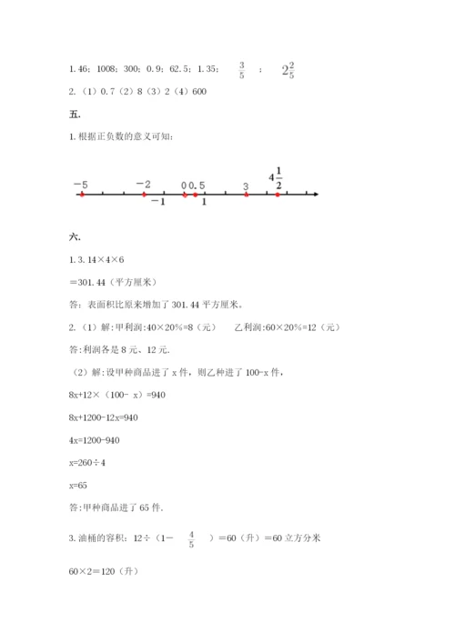 西师大版六年级数学下学期期末测试题附完整答案（典优）.docx