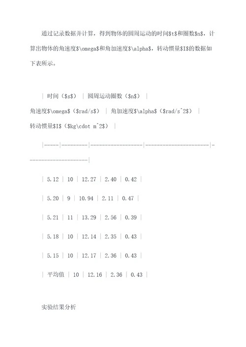 扭摆法测物体转动惯量实验报告