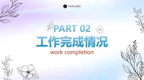 彩色花卉流体季度工作总结PPT模板