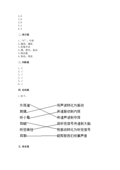 教科版科学四年级上册期末测试卷含答案（精练）.docx