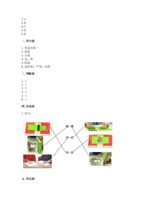 教科版科学二年级上册第二单元《材料》测试卷及完整答案（网校专用）