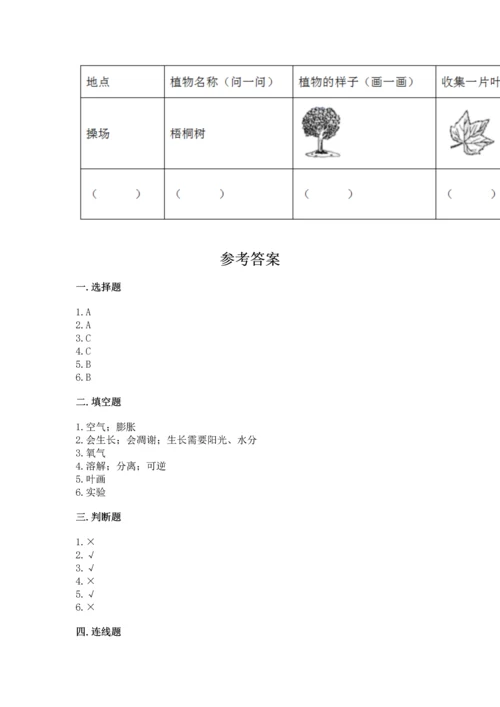 教科版科学一年级上册第一单元《植物》测试卷附答案（培优b卷）.docx