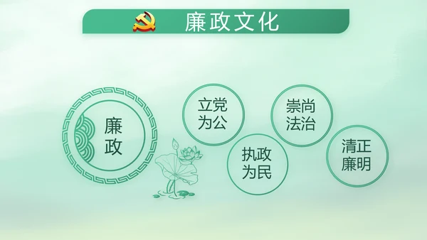绿色中国风党风廉政建设学习教育培训动态PPT