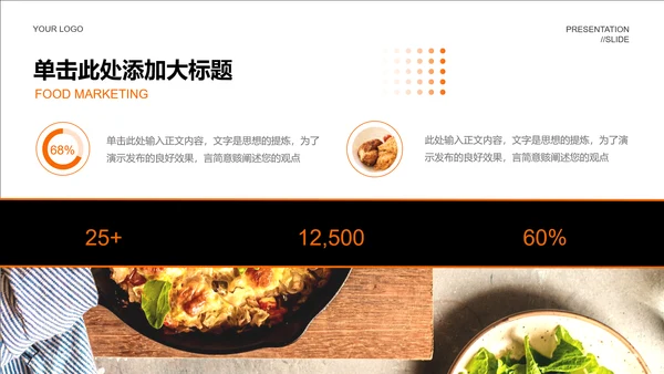 黑色渐变餐饮营销PPT演示模板