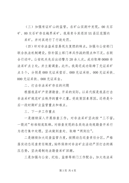 国土资源局打击非法采矿工作汇报.docx