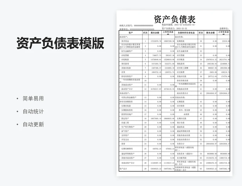 资产负债表模版