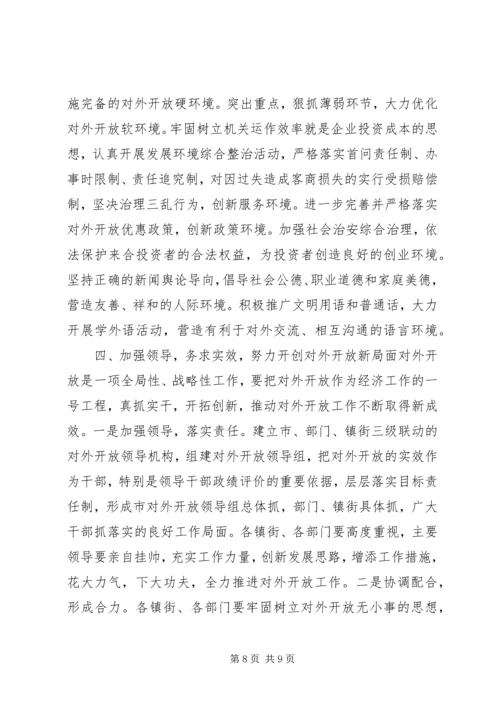 在全市对外开放万人动员大会上的讲话.docx