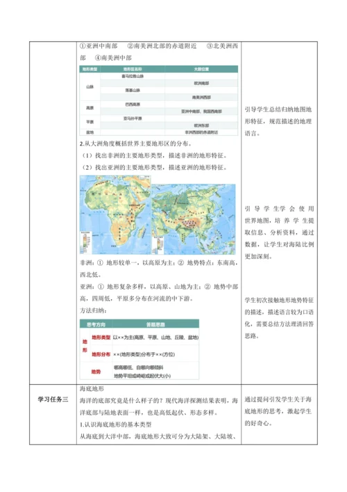 3.2 世界的地形（教学设计）-人教版2024—2025学年七年级地理