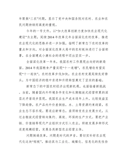 中央一号文件精神心得体会三篇.docx