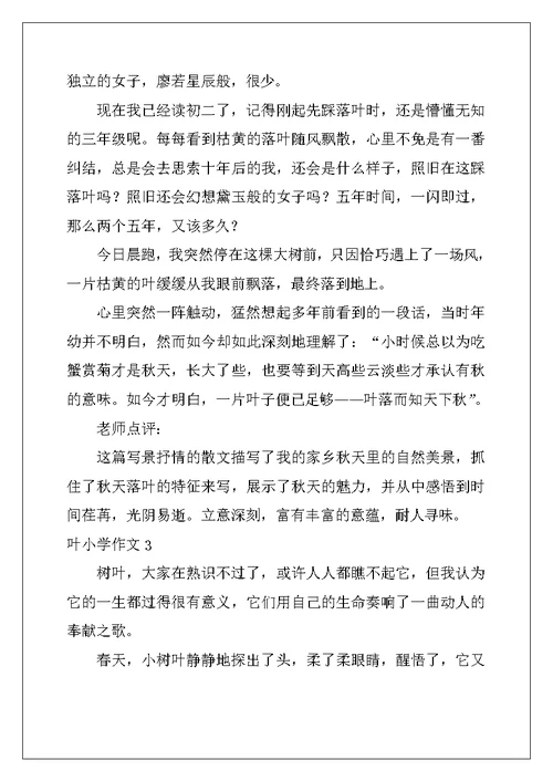 2022年叶小学作文