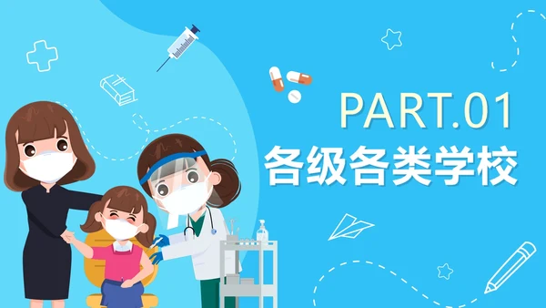 蓝色卡通手绘新学期校园防控指南PPT模板