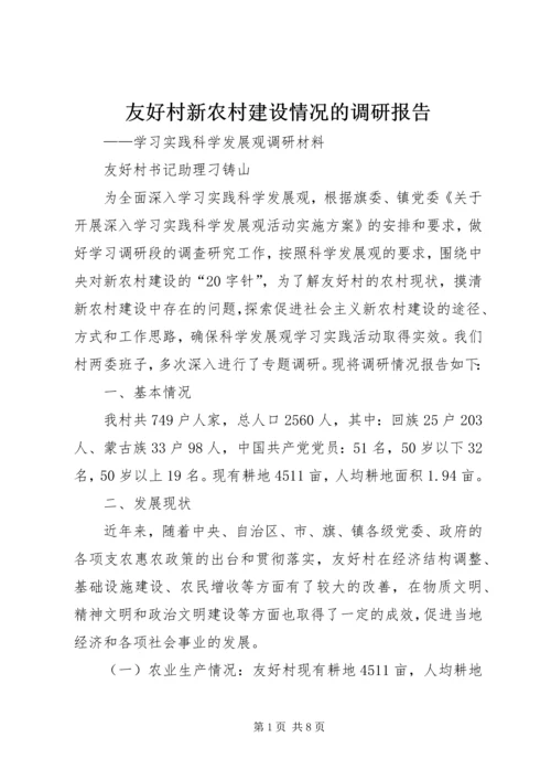 友好村新农村建设情况的调研报告.docx