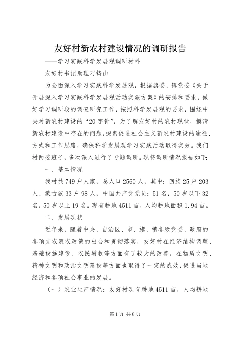 友好村新农村建设情况的调研报告.docx