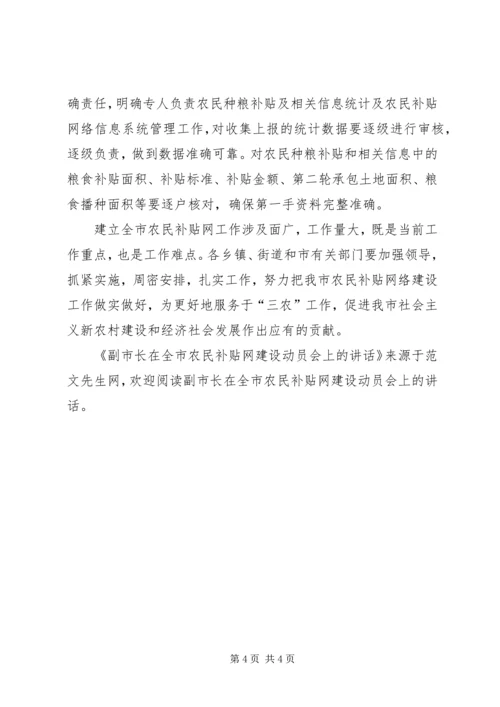 副市长在全市农民补贴网建设动员会上的讲话.docx