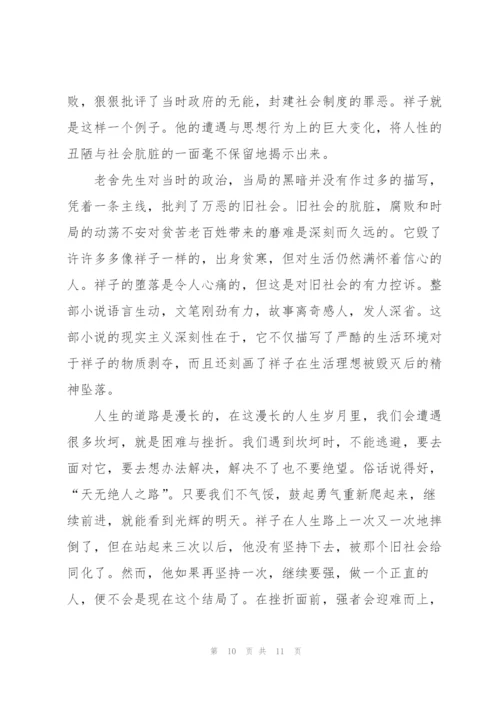 骆驼祥子个人读书心得500字范文5篇.docx