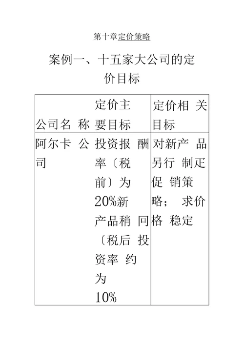 定价策略案例