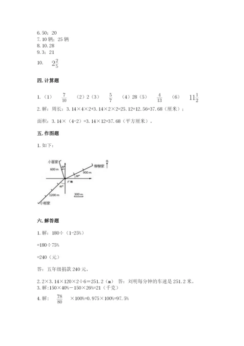 2022六年级上册数学期末考试试卷精品（名师系列）.docx