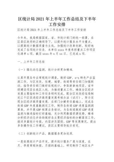 区统计局2021年上半年工作总结及下半年工作安排.docx