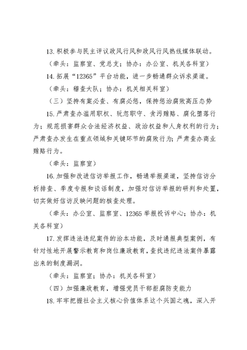 质监局反腐倡廉任务分工意见