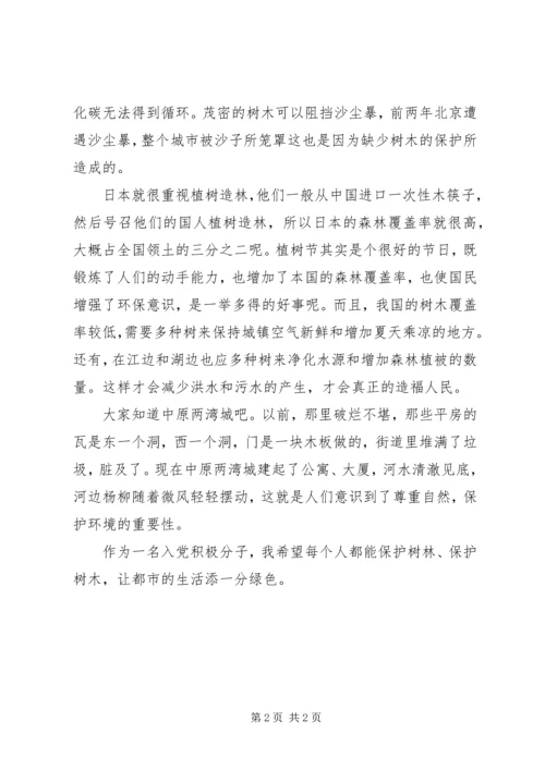 植树节党员思想汇报范文.docx