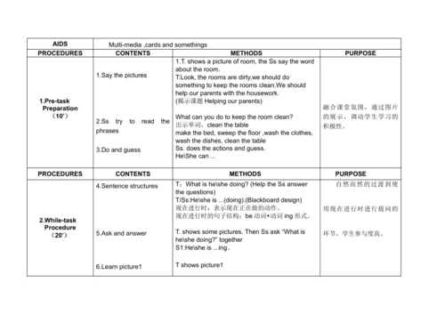 Unit 5 Helping our parents 单元整体教案设计（4个课时）