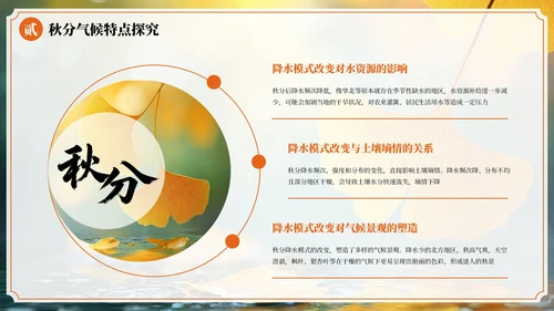 橙色中国风二十四节气秋分节气PPT模板