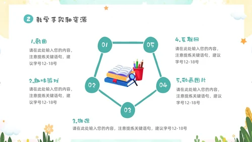 绿色清新卡通儿童教师幼儿园说课PPT说课稿