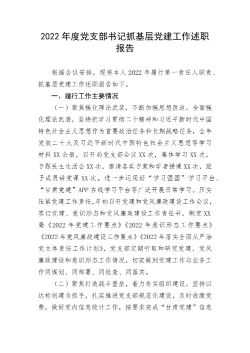 【述职报告】2022年度党支部书记抓基层党建工作述职报告.docx