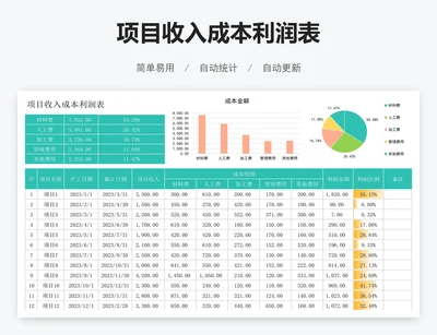 项目收入成本利润表