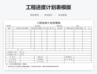工程进度计划表模版