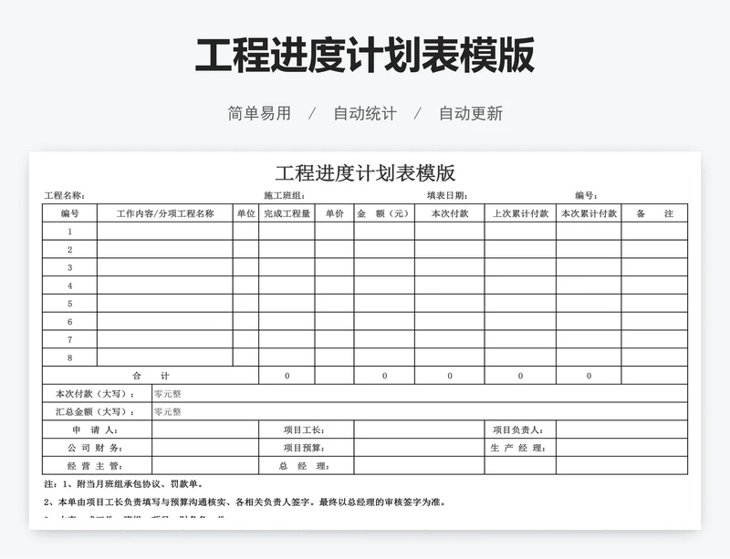 工程进度计划表模版