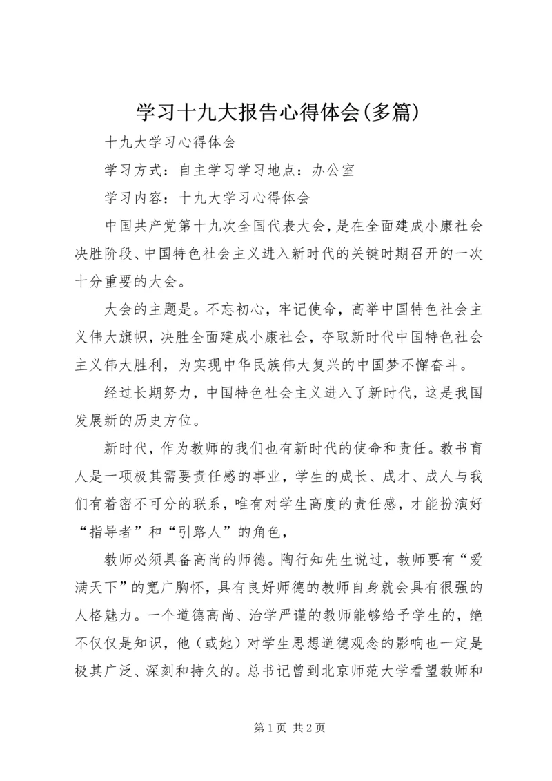 学习十九大报告心得体会(多篇)精选.docx