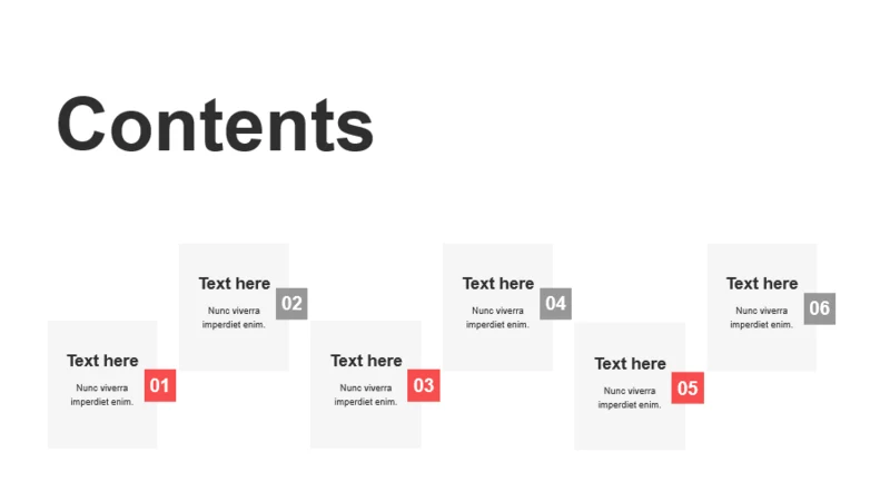 红色扁平6项PPT目录