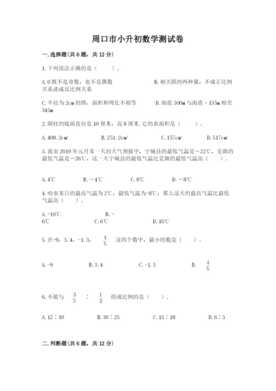 周口市小升初数学测试卷完美版.docx