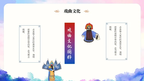 古典水彩艺术中国风中国戏曲文化戏剧经典国粹ppt模板
