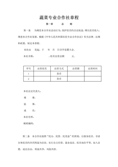 蔬菜专业合作社章程.docx