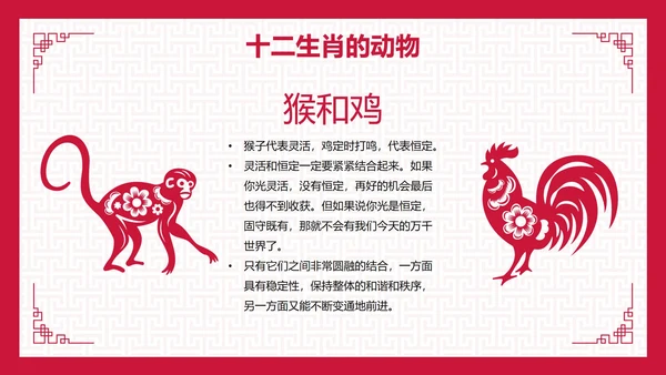 国风纹理中国传统文化十二生肖主题科普PPT模板
