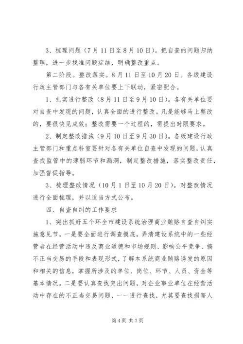 全市建设系统治理商业贿赂自查自纠实施意见 (2).docx