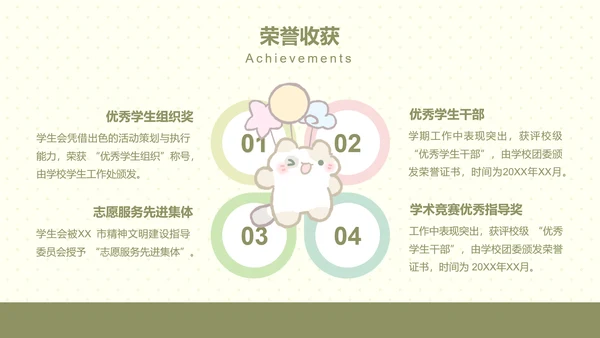卜卜猫黄色卡通风学生会述职
