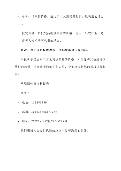今日鸡蛋最新价格报价单