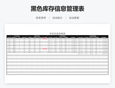 黑色库存信息管理表