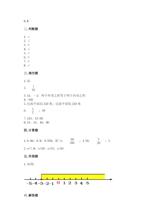 沪教版小学数学六年级下册期末检测试题附答案（完整版）.docx
