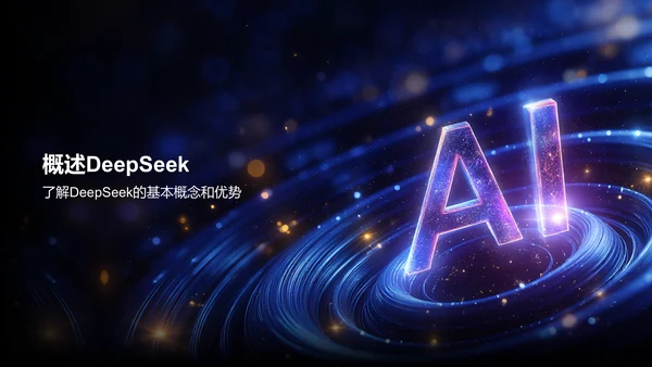 蓝色科技风DeepSeek实用功能快速上手指南PPT模板