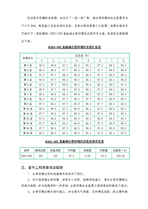 台背回填首件工程施工总结