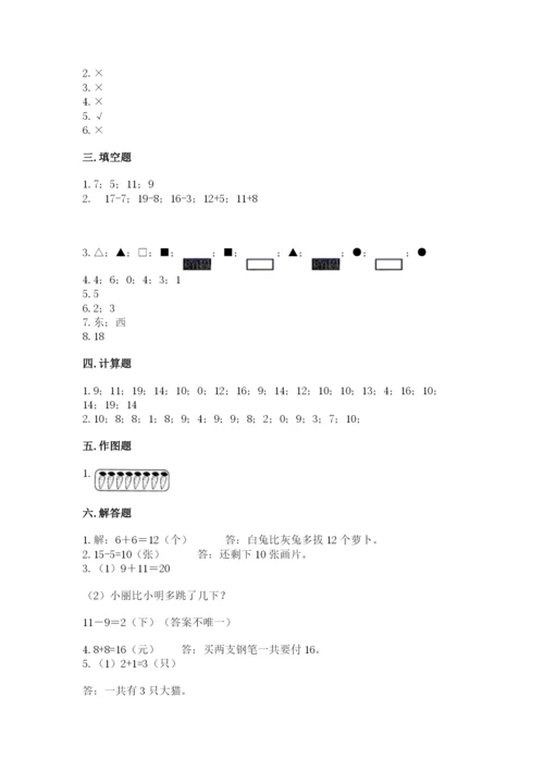 小学一年级上册数学期末测试卷附参考答案【预热题】.docx