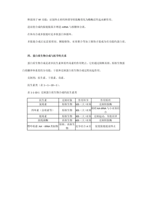 2023年执业医师最新最全考点解析系列生物化学部分第十节蛋白质生物合成.docx