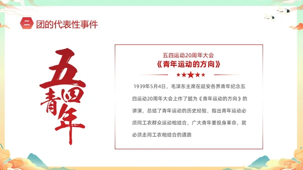 黄色国潮风庆祝中国共青团建团101年课件PPT五四青年节